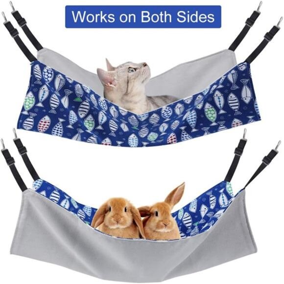 Cat Hammock Bed for Cage - 22x18 inch Adjustable Hanging Cat Bed Reversible - Picture 5 of 8